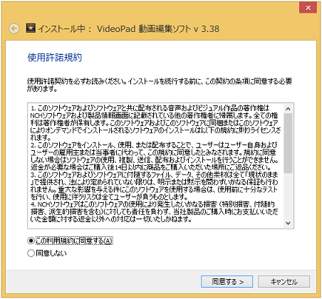 VideoPad インストール 使用許諾規約